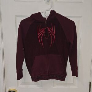 Marvel Burgundy Hoodie with Spider-Man Design Boys Size 7/8